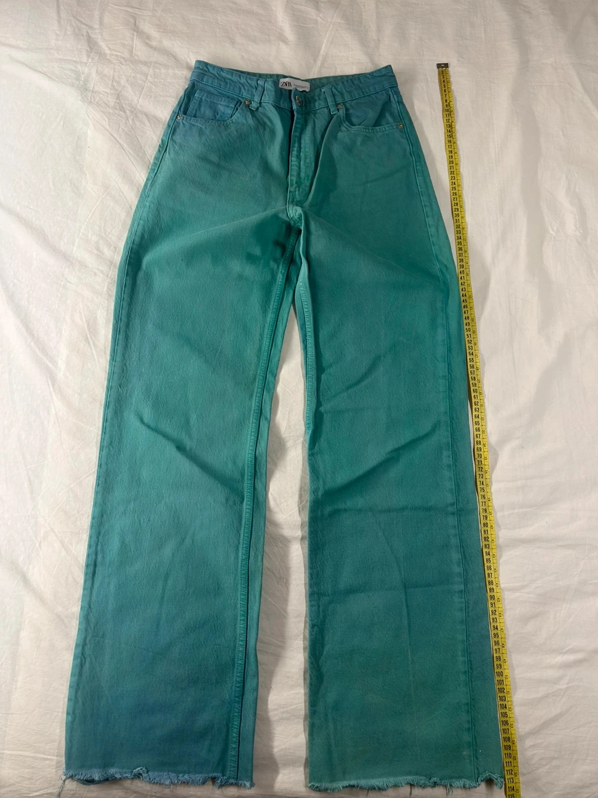 Jean à jambes larges évasé zara bleu vert taille 38 vintage